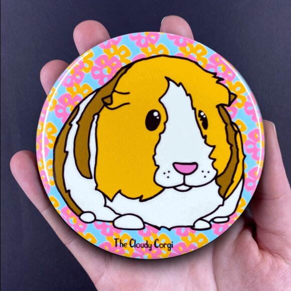 Tropical Guinea Pig Pinback Button, Magnet, Keychain, Bottle Opener or Ornament - Picture 3 of 12